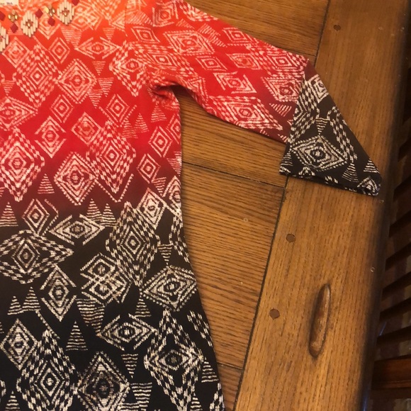 Ruby Rd. Favorites pullover beaded Aztec size small blouse 3/4 length sleeve - Picture 4 of 12
